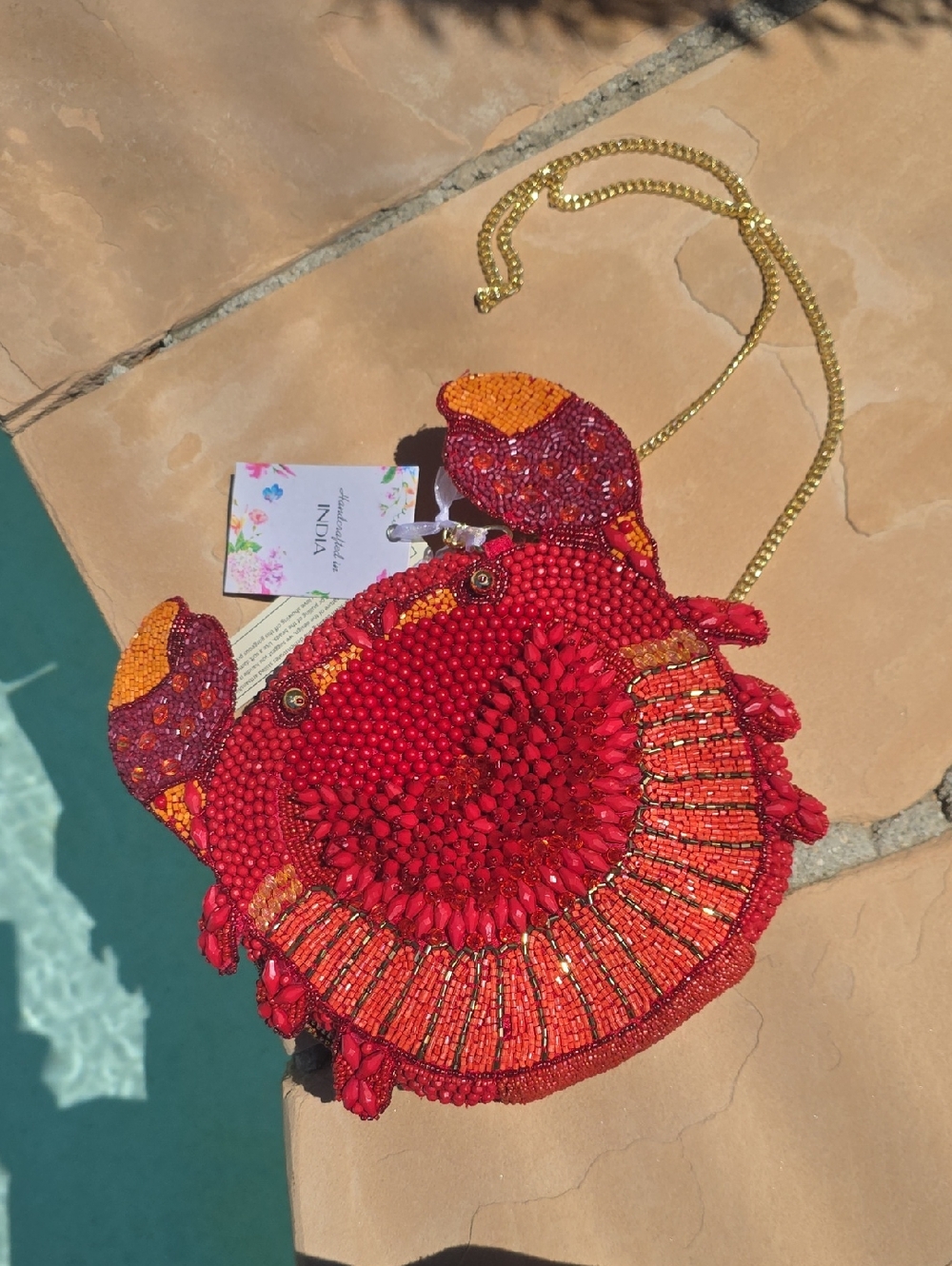 Viral Beaded Red Crab Crossbody Bag